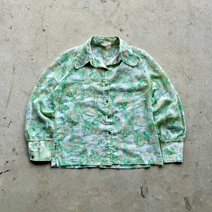 Vintage Rolling Hills Green Button up