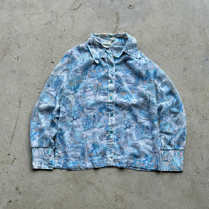 Vintage Rolling Hills Blue Button Up