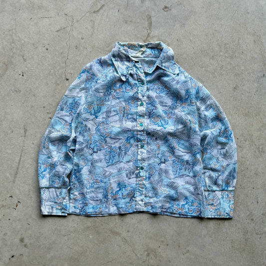 Vintage Rolling Hills Blue Button Up